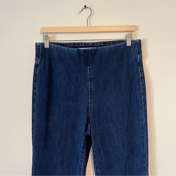 Soft Surroundings Denim Boot Cut Pull On jeans Dark Wash Size Medium Stretch - Picture 3 of 6